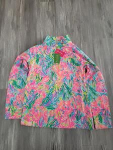 NWT Lilly Pulitzer Skipper Popover Jacket UPF50+ Fan Sea Lovers Coral Medium